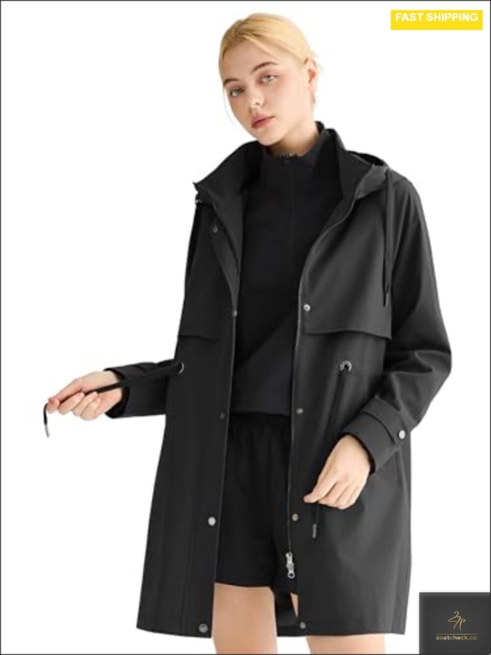 Waterproof Rain Jacket Women Long Trench Coat Lightweight Windbreaker with